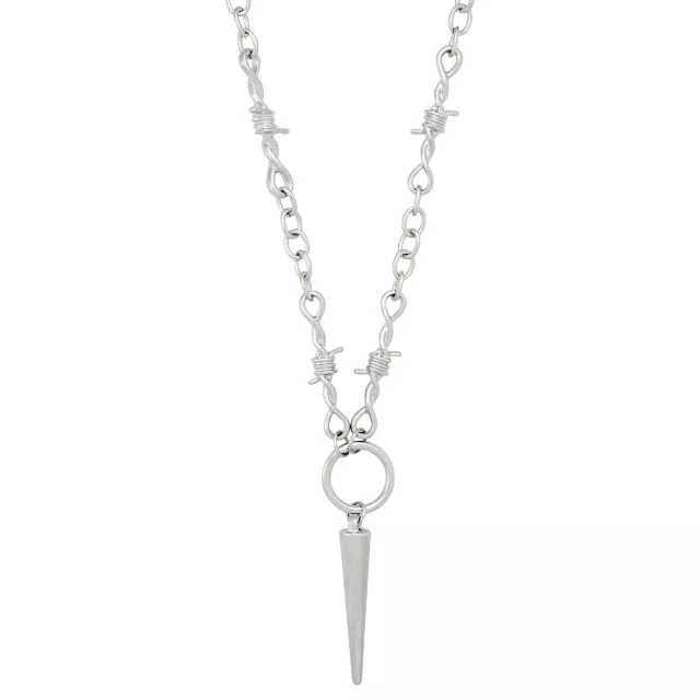 Spike Pendant Barbed Wire Chain Necklace at Spencer's