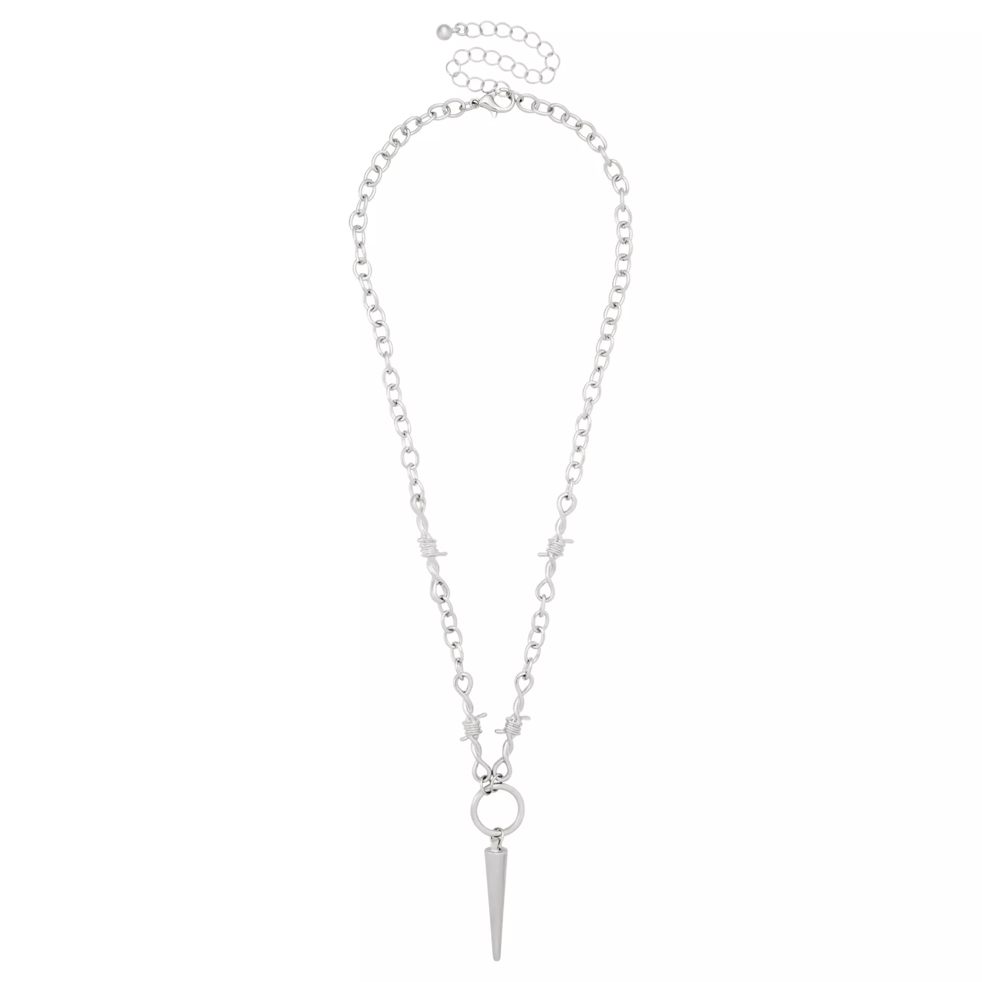 Spike Pendant Barbed Wire Chain Necklace at Spencer's