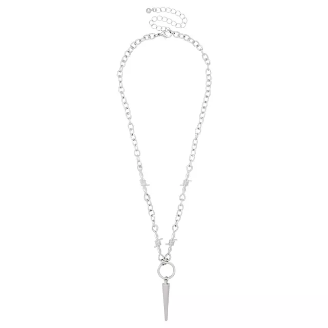 Spike Pendant Barbed Wire Chain Necklace at Spencer's