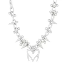 Spiked Heart Barbell Chain Necklace at Spencer's
