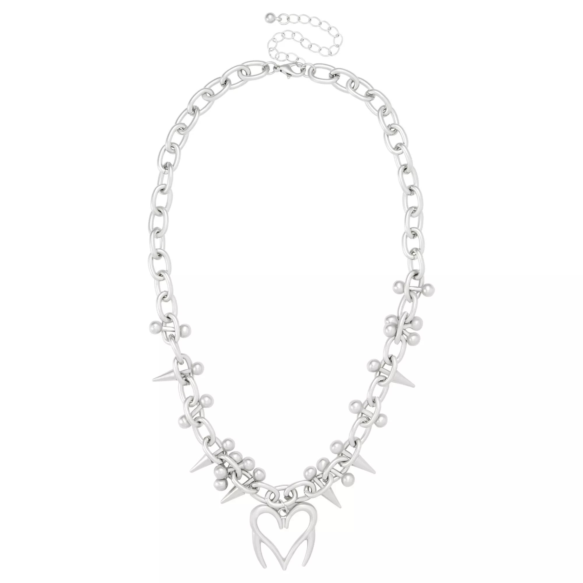 Spiked Heart Barbell Chain Necklace