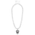 Spiked Skull 2-Row Chain Necklace at Spencer's
