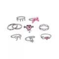 Multi-Pack Bow Hearts Drip Rings - 9 Pack at Spencer's