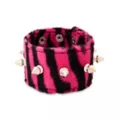 Pink Zebra Print Faux Fur Spiked Cuff Bracelet at Spencer's