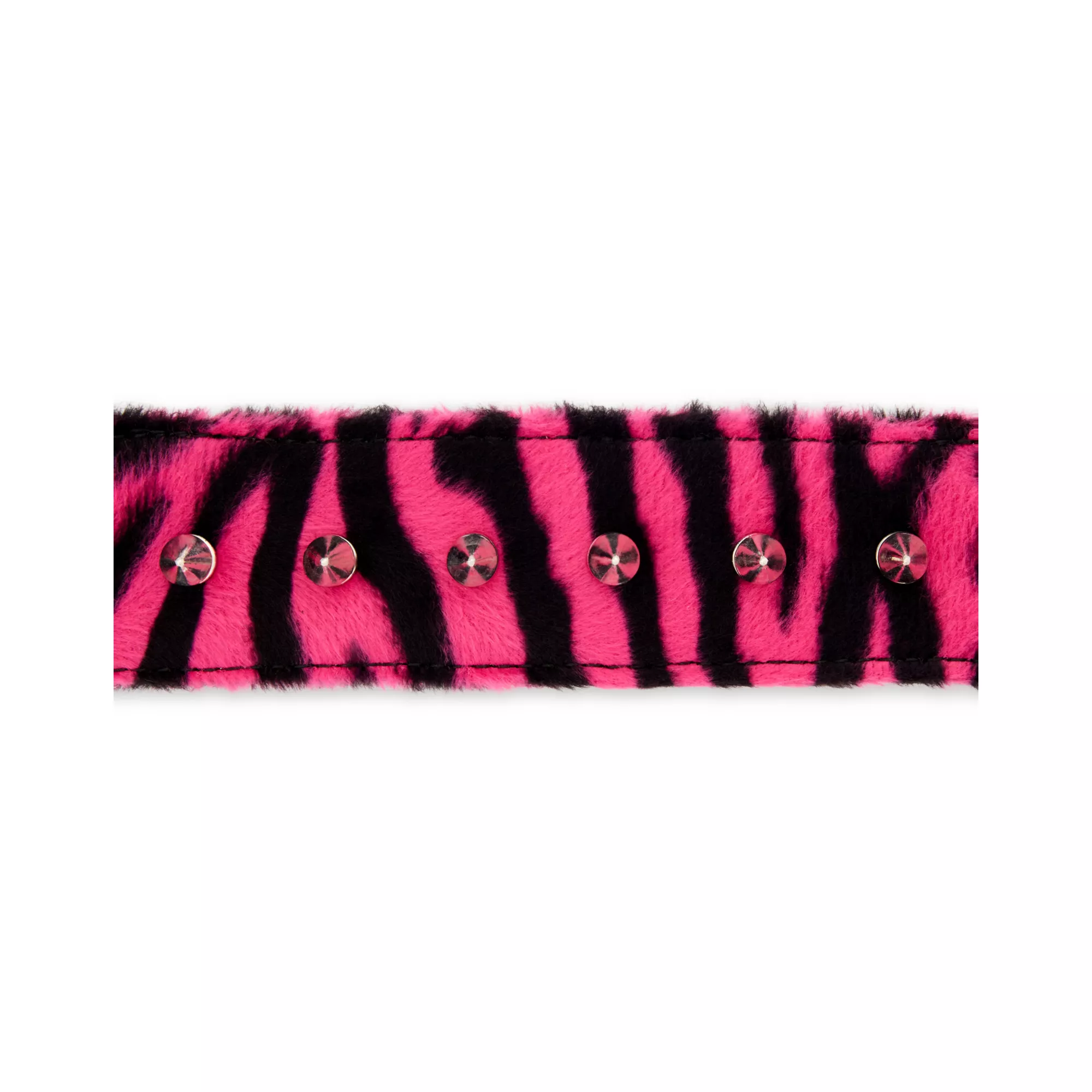 Pink Zebra Print Faux Fur Spiked Cuff Bracelet