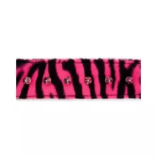 Pink Zebra Print Faux Fur Spiked Cuff Bracelet at Spencer's