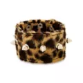 Cheetah Print Faux Fur Spiked Cuff Bracelet at Spencer's