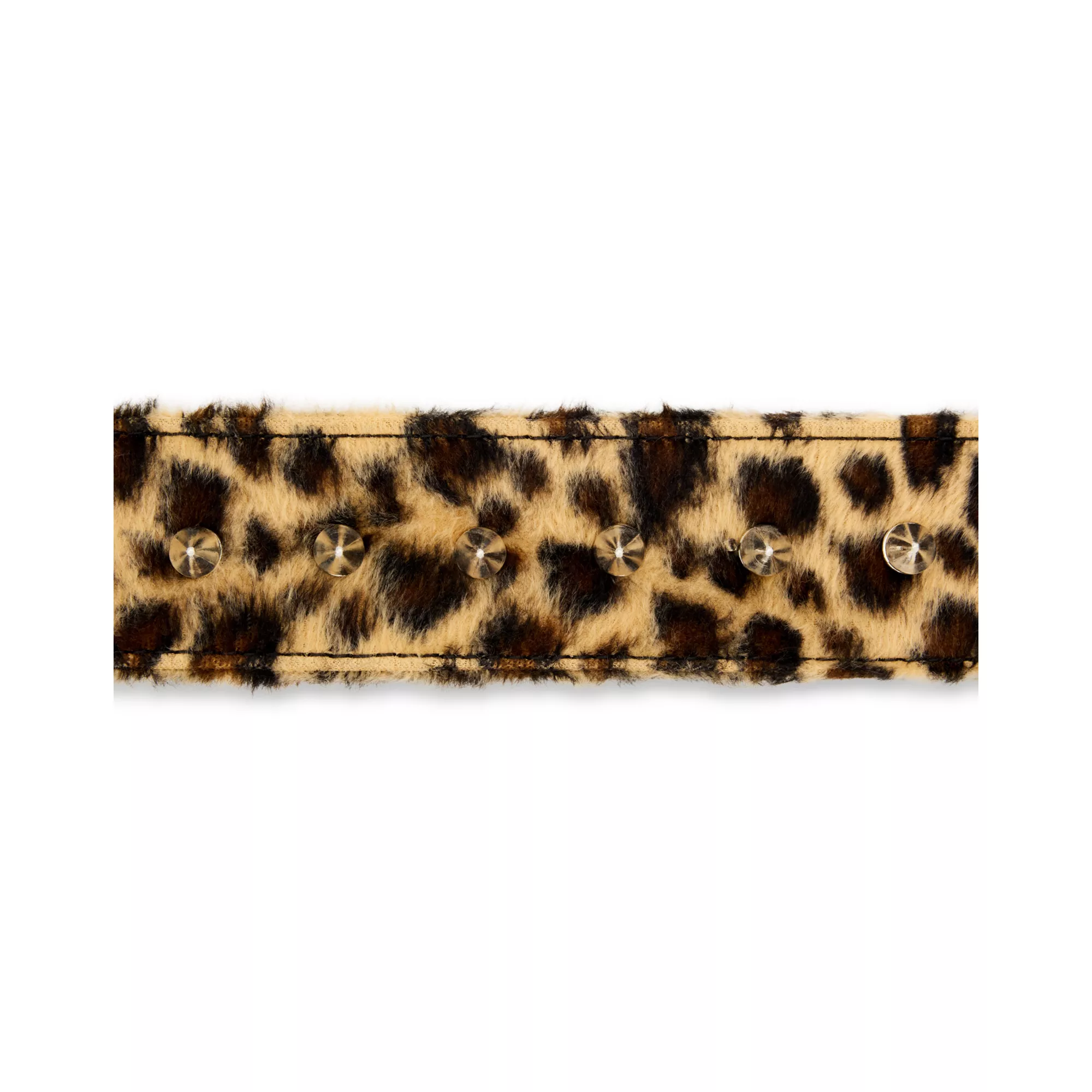 Cheetah Print Faux Fur Spiked Cuff Bracelet
