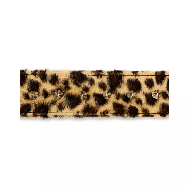 Cheetah Print Faux Fur Spiked Cuff Bracelet at Spencer's