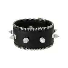 Zipper Spiked Faux Leather Cuff Bracelet at Spencer's
