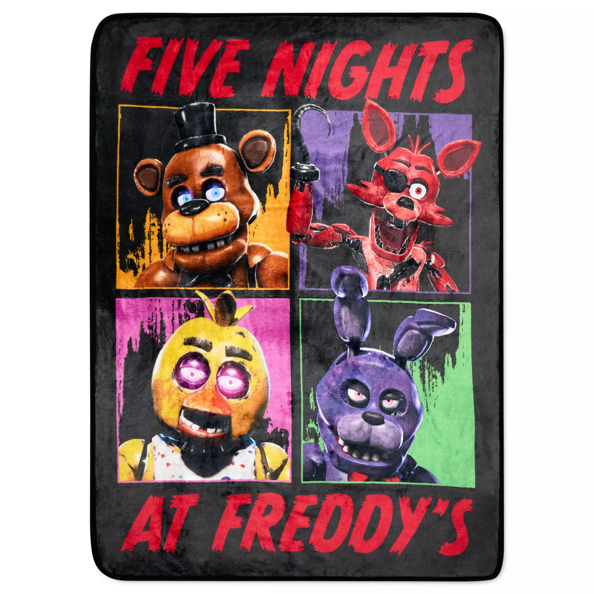 Five Nights at Freddy's Colorblock Character Fleece Blanket at Spencer's
