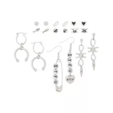 Multi-Pack Horseshoe Spike Safety Pin Earrings - 9 Pair at Spencer's