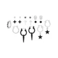 Multi-Pack Spike Cross Star Black and Silver-Tone Earrings - 9 Pair at Spencer's