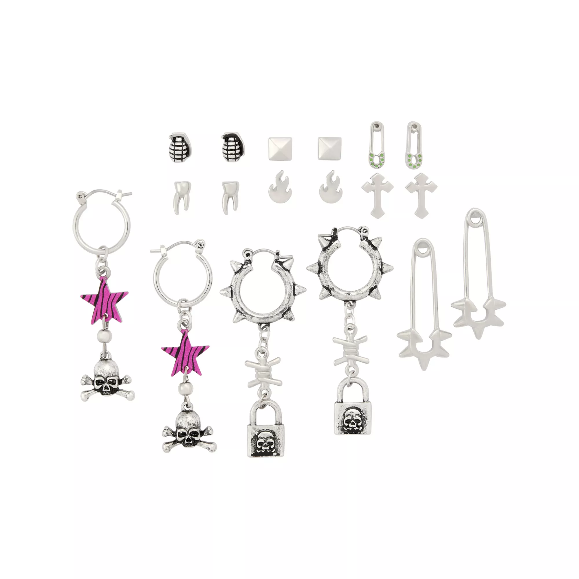 Multi-Pack Pin and Lock Earrings - 9 Pair at Spencer's
