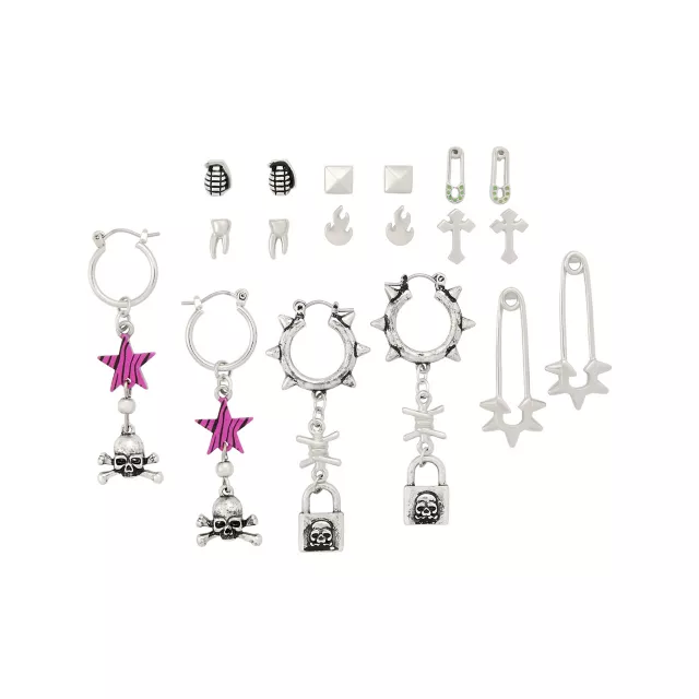 Multi-Pack Pin and Lock Earrings - 9 Pair at Spencer's