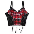 Red Plaid Lace-Up Corset Top at Spencer's