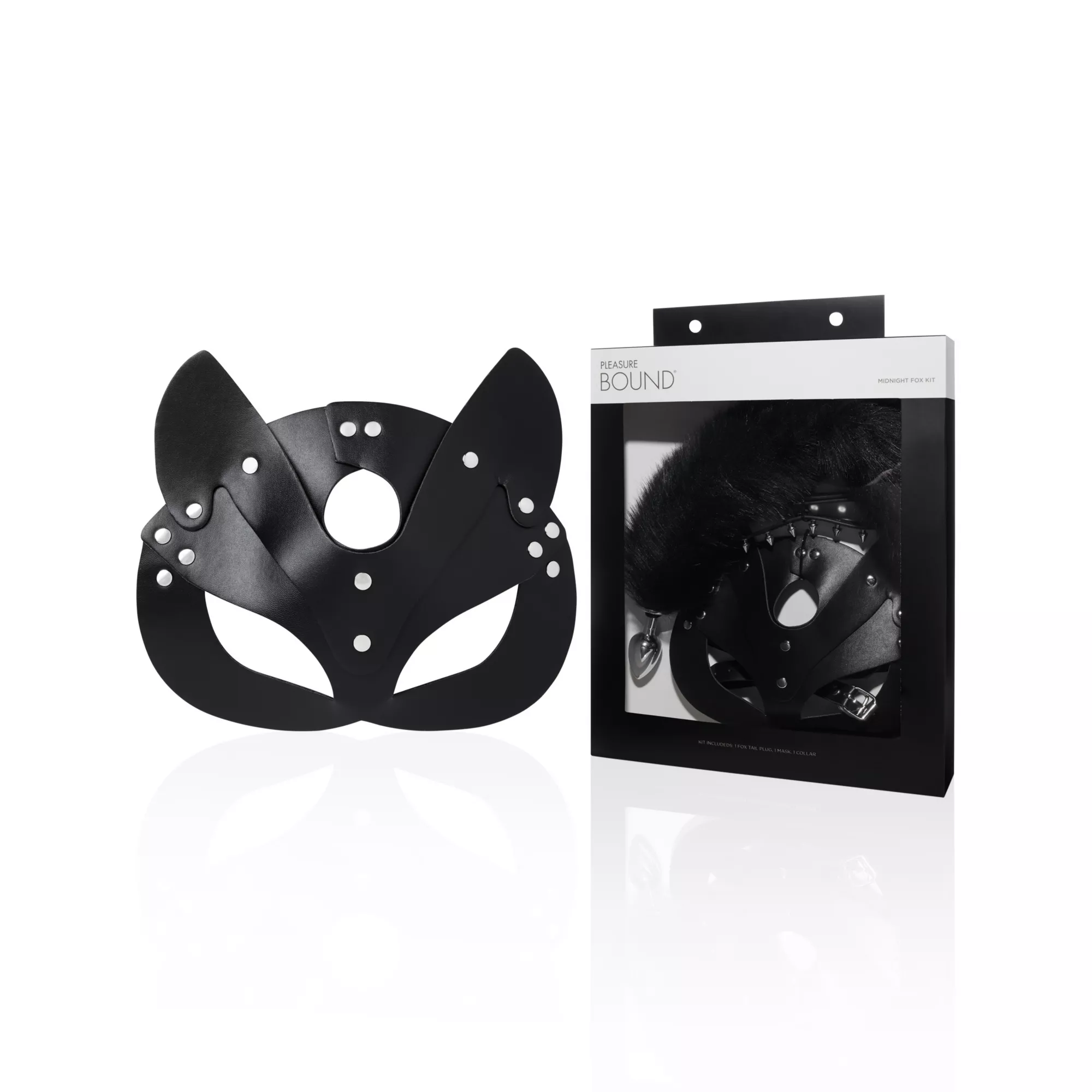 Black Faux-Leather Midnight Fox Kit - Pleasure Bound at Spencer's