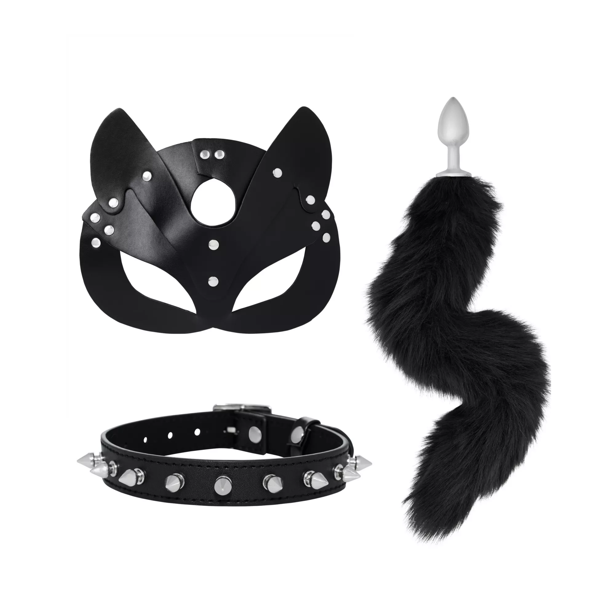 Black Faux-Leather Midnight Fox Kit - Pleasure Bound at Spencer's