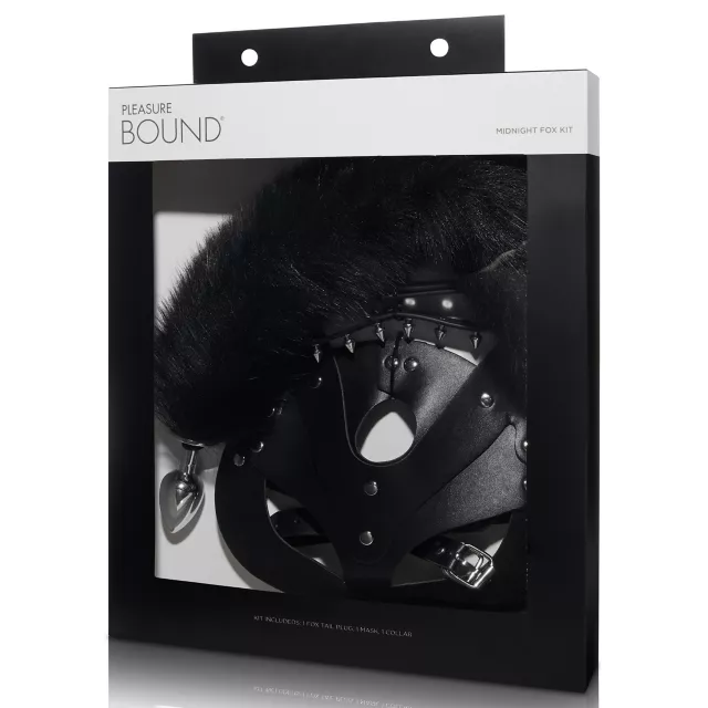 Black Faux-Leather Midnight Fox Kit - Pleasure Bound at Spencer's