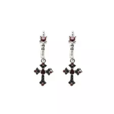 Black and Red Cross Dangle Huggie Hoop Earrings - 18 Gauge at Spencer's