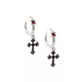Black and Red Cross Dangle Huggie Hoop Earrings - 18 Gauge at Spencer's