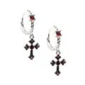 Black and Red Cross Dangle Huggie Hoop Earrings - 18 Gauge at Spencer's