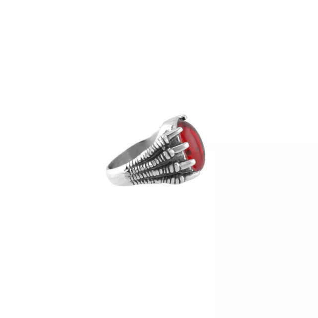 Red Stone Claws Silver-Tone Ring at Spencer's