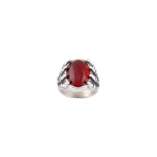 Red Stone Claws Silver-Tone Ring at Spencer's