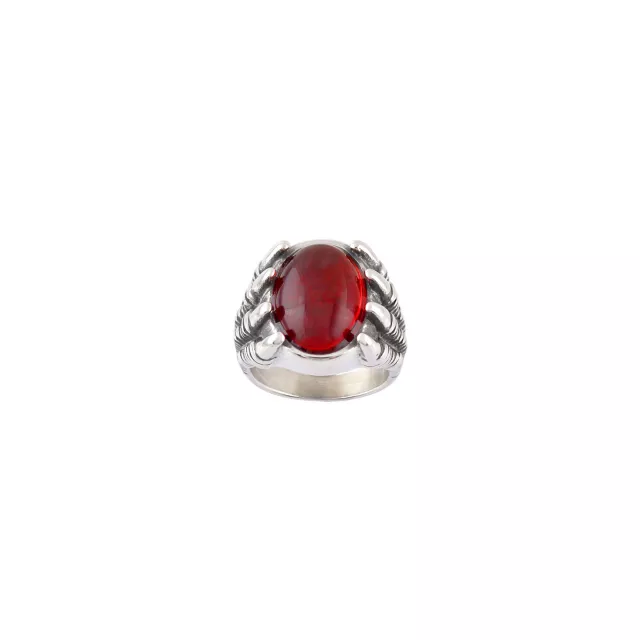 Red Stone Claws Silver-Tone Ring at Spencer's