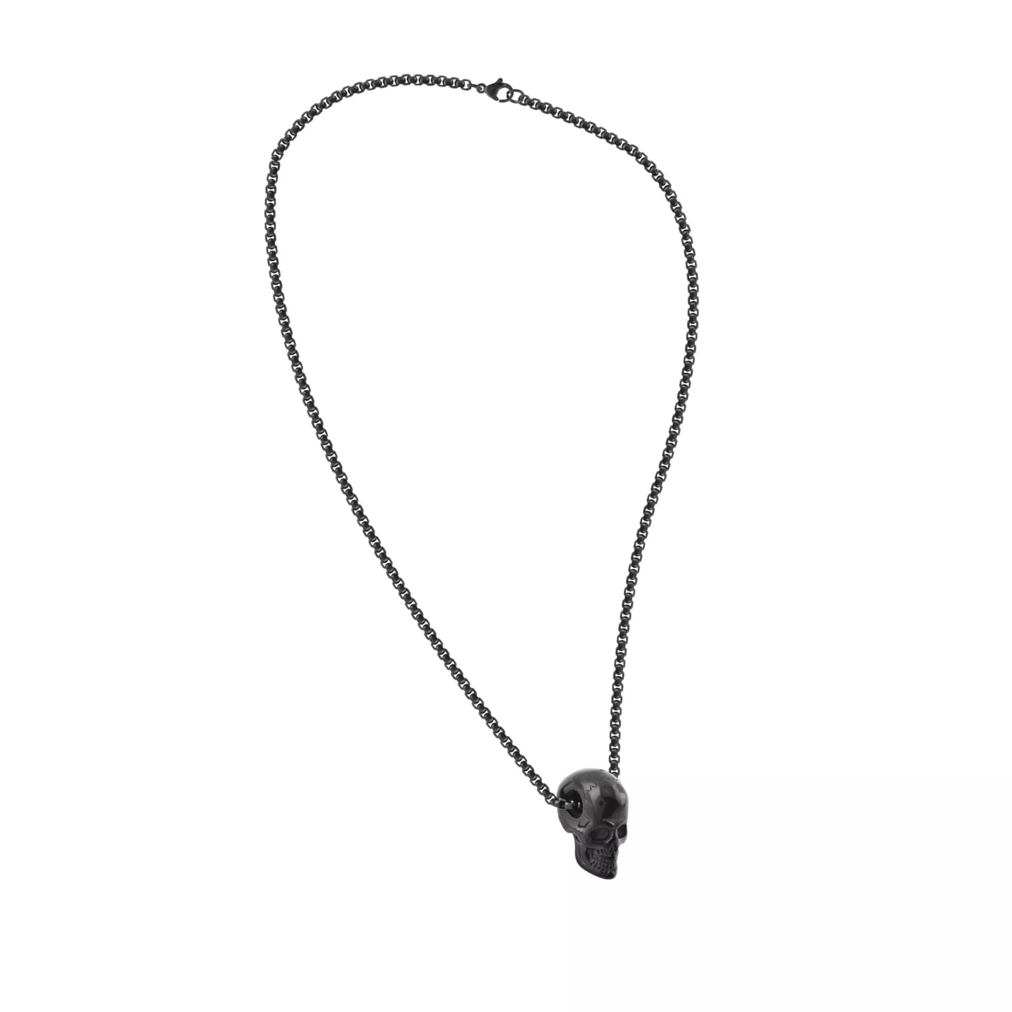Black Skull and Chain Link Necklace at Spencer's
