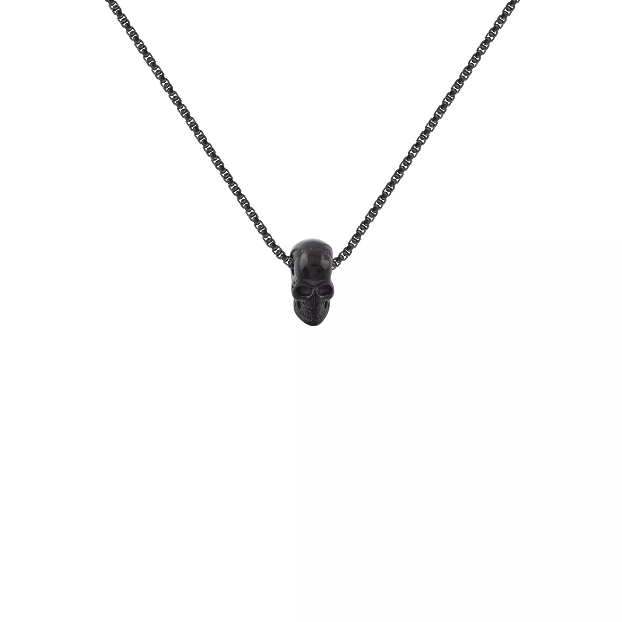 Black Skull and Chain Link Necklace