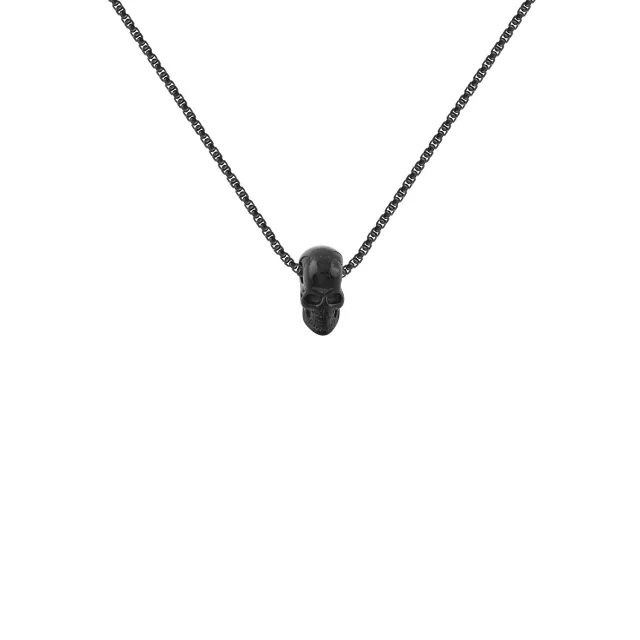 Black Skull and Chain Link Necklace at Spencer's