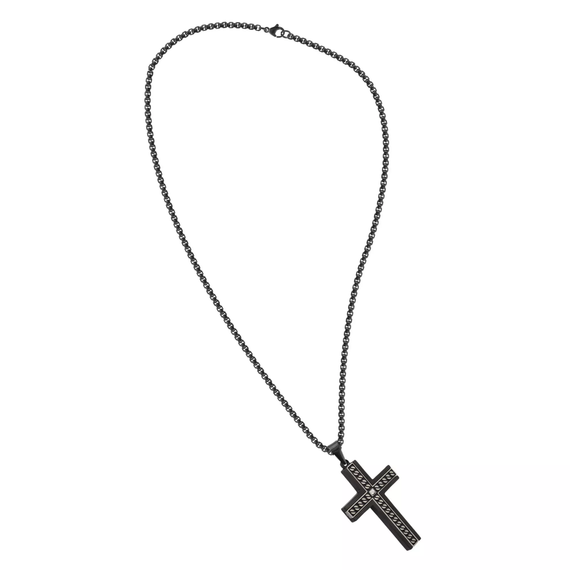 Black Cross Thick Chain Necklace at Spencer's