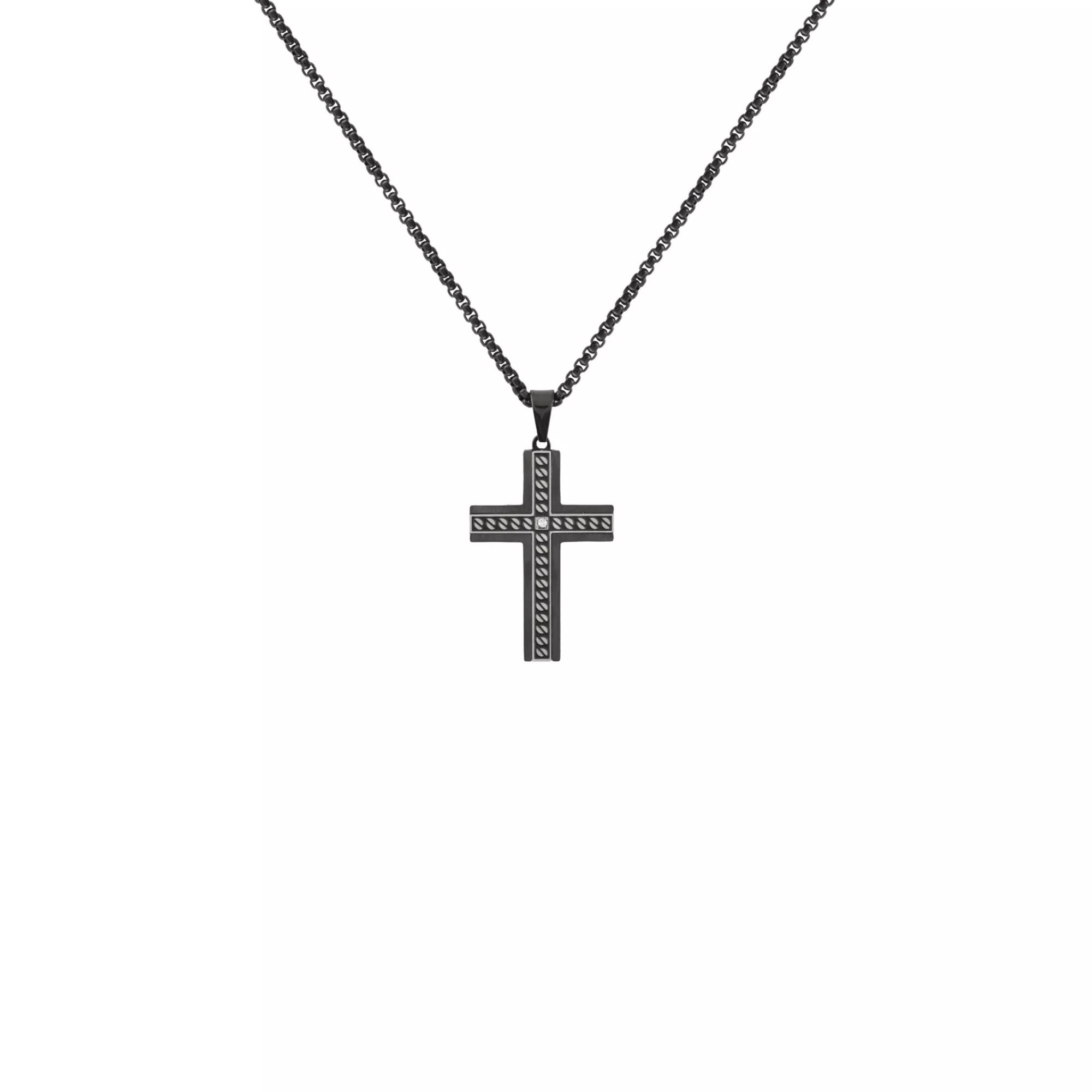 Black Cross Thick Chain Necklace at Spencer's