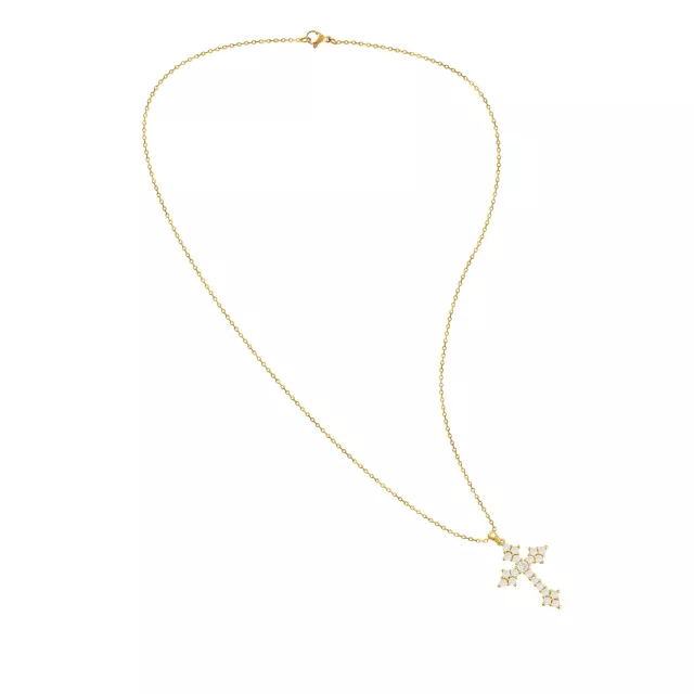 Clear CZ Gold-Tone Cross Necklace at Spencer's