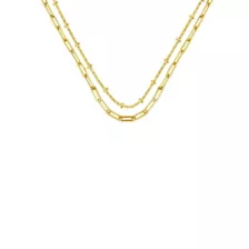 2 Row Gold-Tone Paper Clip Link Chain Necklace at Spencer's