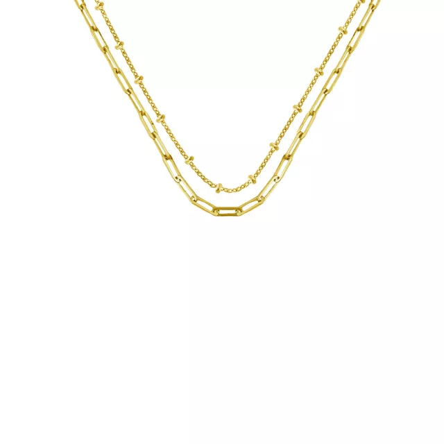 2 Row Gold-Tone Paper Clip Link Chain Necklace at Spencer's