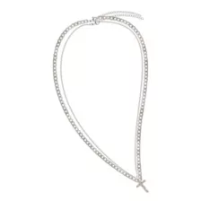 2-Row Cross Chain Necklace at Spencer's