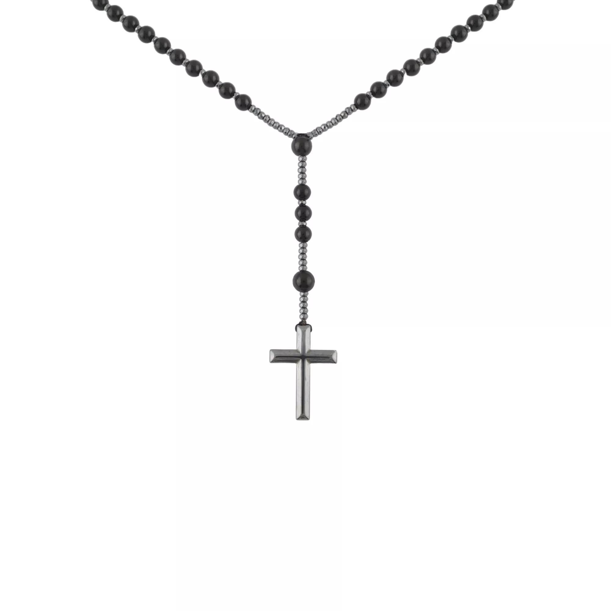 Black Cross Rosary Chain Necklace at Spencer's