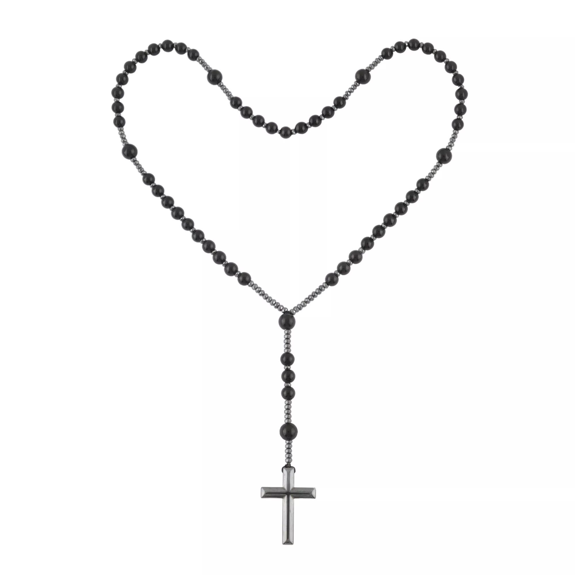 Black Cross Rosary Chain Necklace at Spencer's