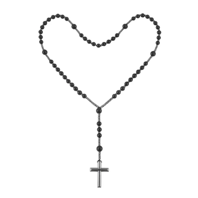 Black Cross Rosary Chain Necklace at Spencer's