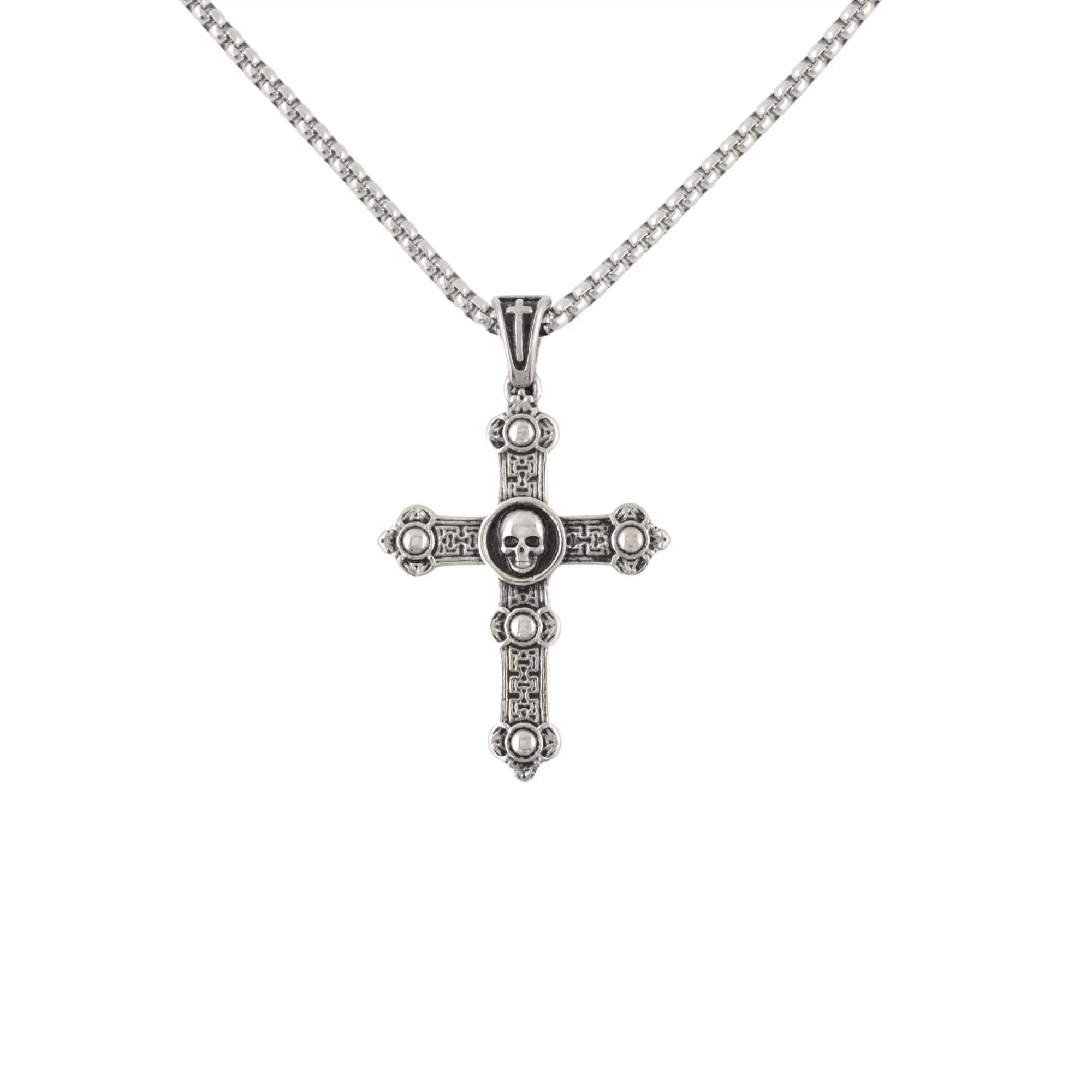 Ornate Skull Cross Necklace at Spencer's