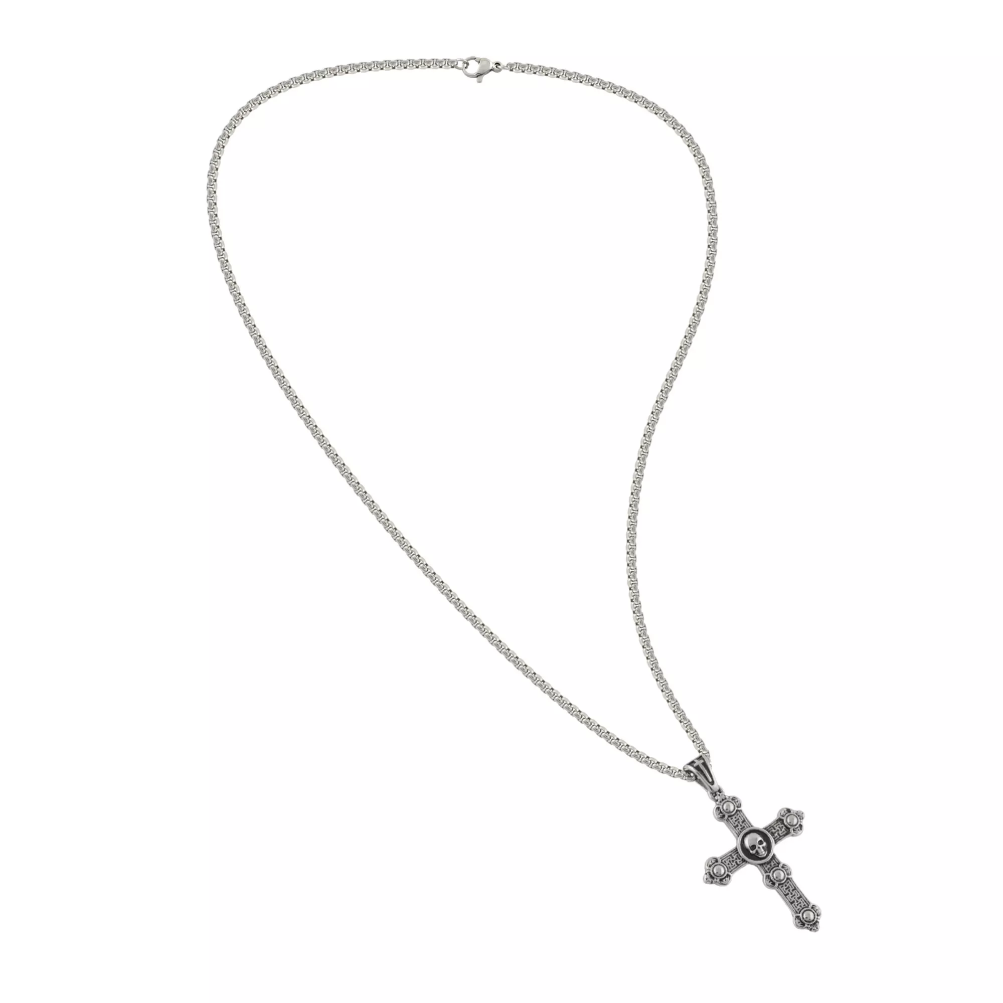 Ornate Skull Cross Necklace at Spencer's