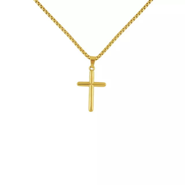 Gold-Tone Cross Pendant Chain Necklace at Spencer's