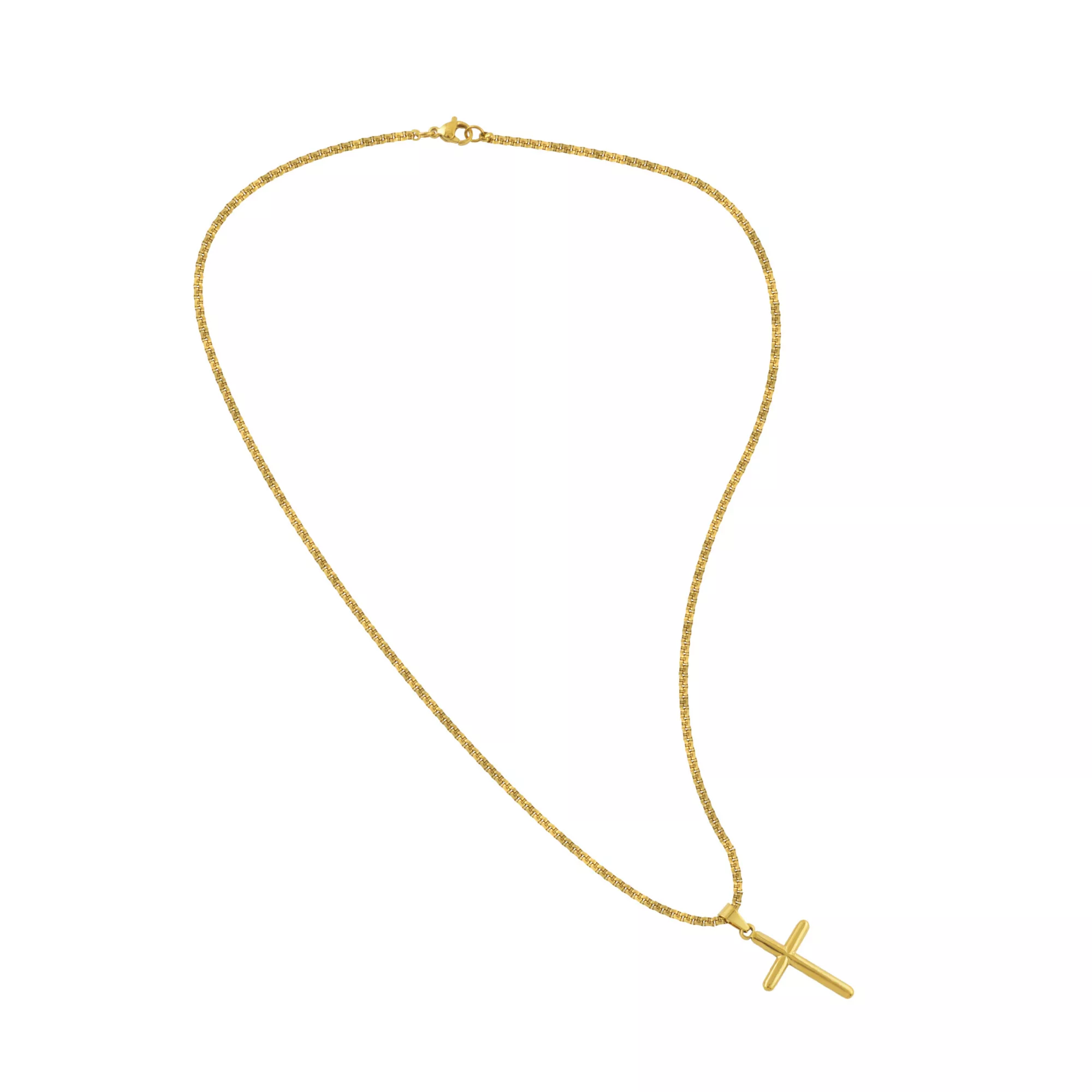 Gold-Tone Cross Pendant Chain Necklace at Spencer's
