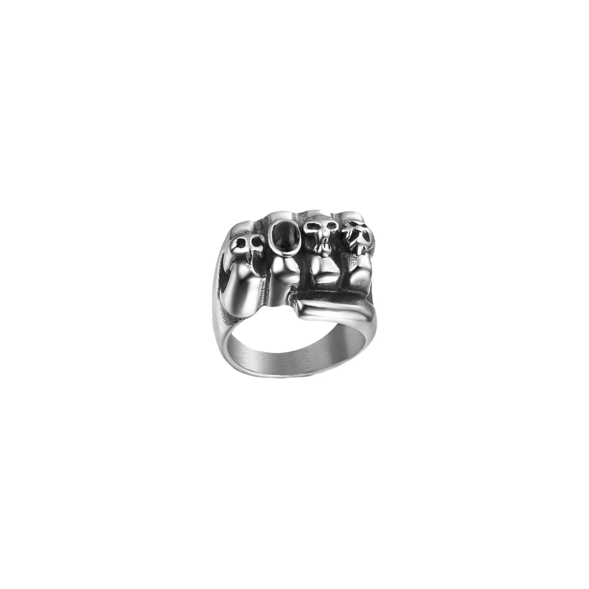 Silvertone Biker Closed Fist Ring at Spencer's