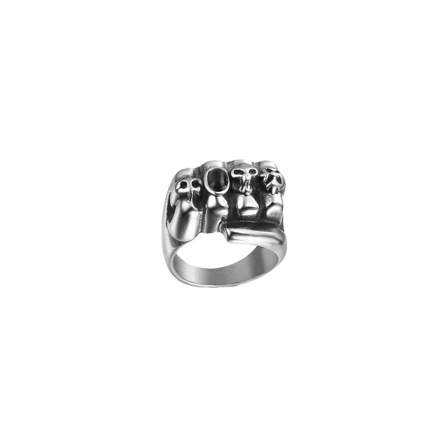 Silvertone Biker Closed Fist Ring at Spencer's