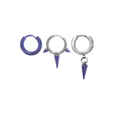 Multi-Pack Purple Spiked Huggie Hoop Earrings 3 Pack - 18 Gauge at Spencer's