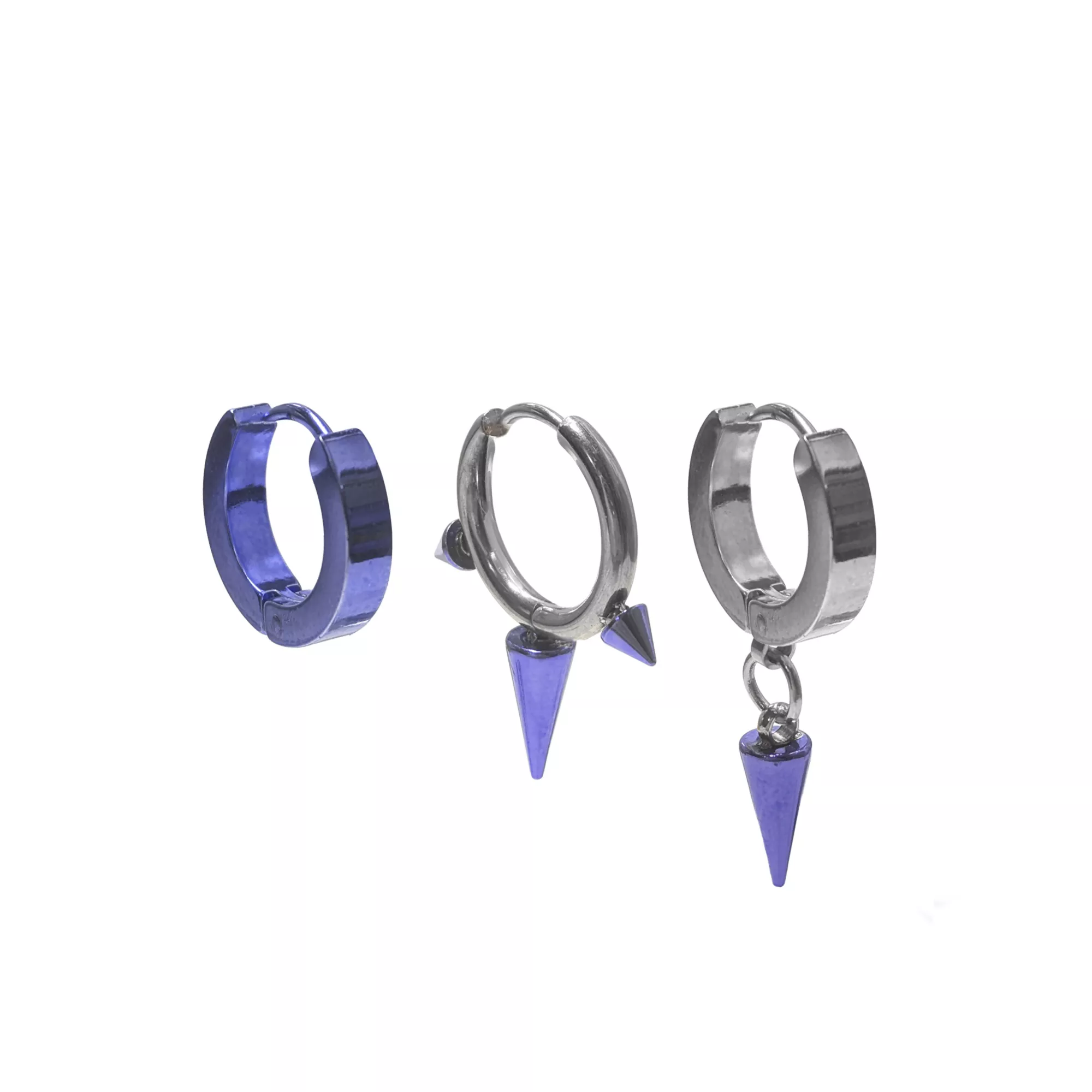 Multi-Pack Purple Spiked Huggie Hoop Earrings 3 Pack - 18 Gauge