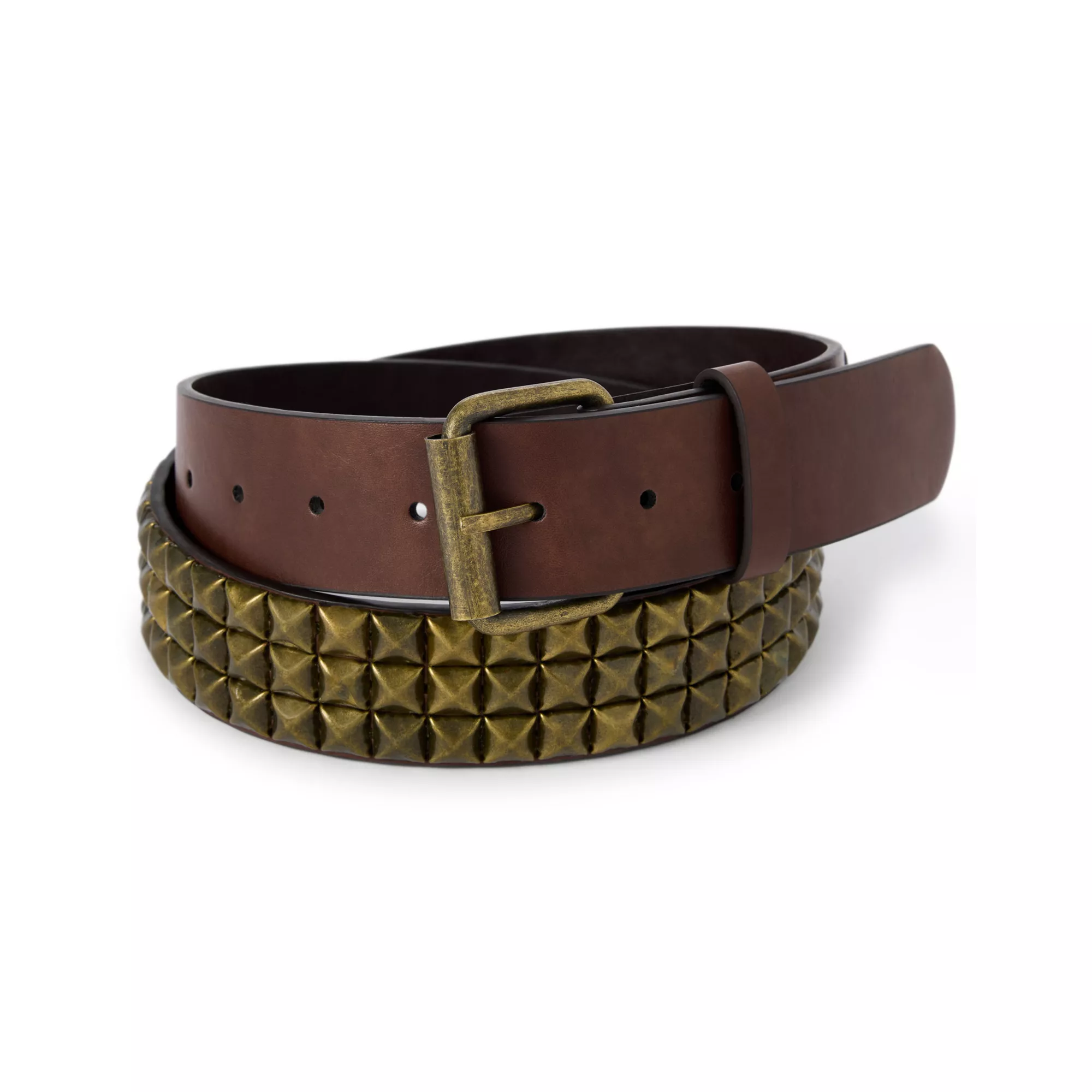 Brown and Golden Studded Belt at Spencer's
